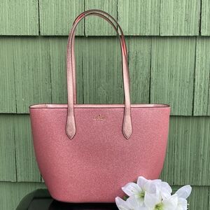 Kate Spade ♠️ Large Pink Glimmer Sparkling Tote Bag Purse